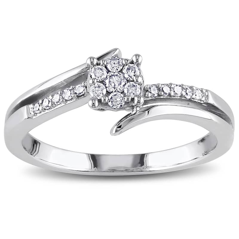 Miadora 10k White Gold 1/5ct TDW Diamond Cluster Promise Ring - 4.5