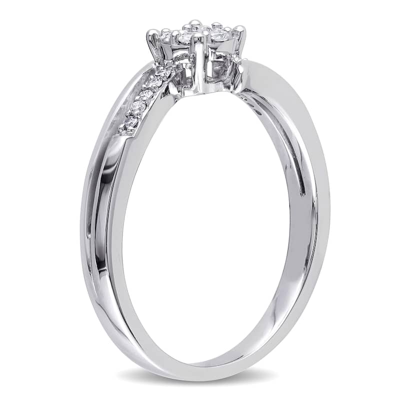 Miadora 10k White Gold 1/5ct TDW Diamond Cluster Promise Ring