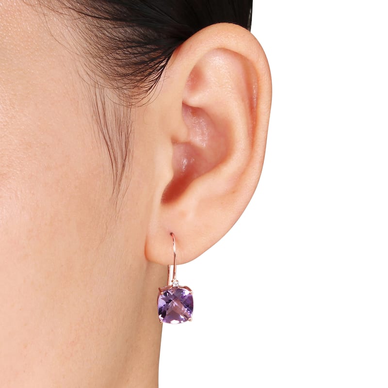 Miadora 10k Rose Gold Amethyst and Diamond Accent Drop Earrings