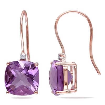 Miadora 10k Rose Gold Amethyst and Diamond Accent Drop Earrings