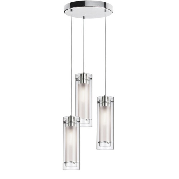 Dainolite 3 light Round Frosted Glass/ Polished Chrome Pendant