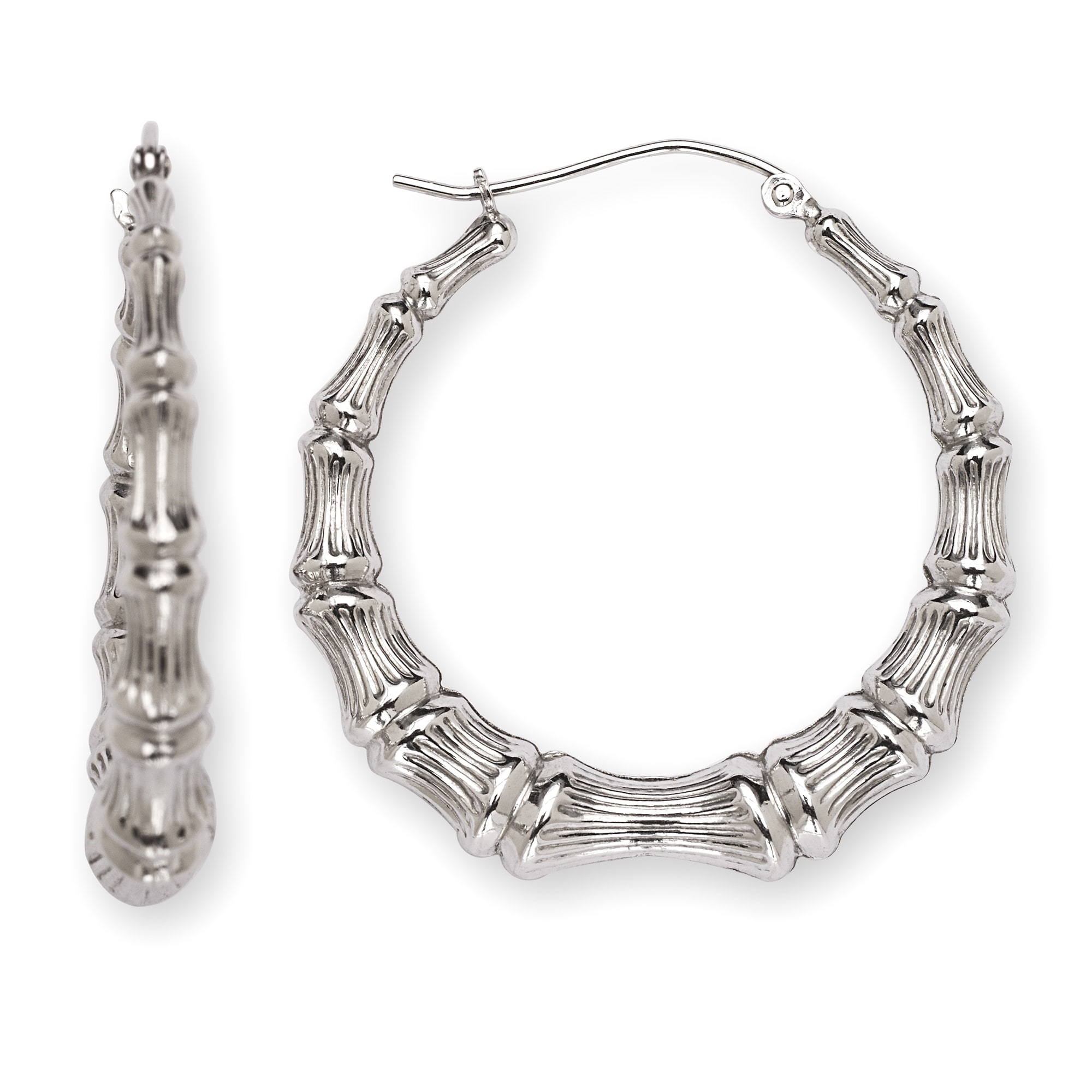 Sterling Silver Bamboo Hoop Earrings   Shopping