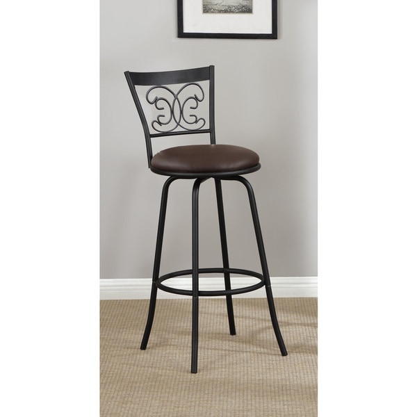 Dark Bronze Scroll Back Adjustable Metal Swivel Counter Height Bar