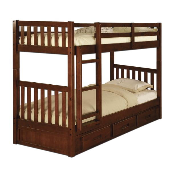 Shop TwinoverTwin 3drawer Merlot Bunk Bed Free Shipping Today 9240569