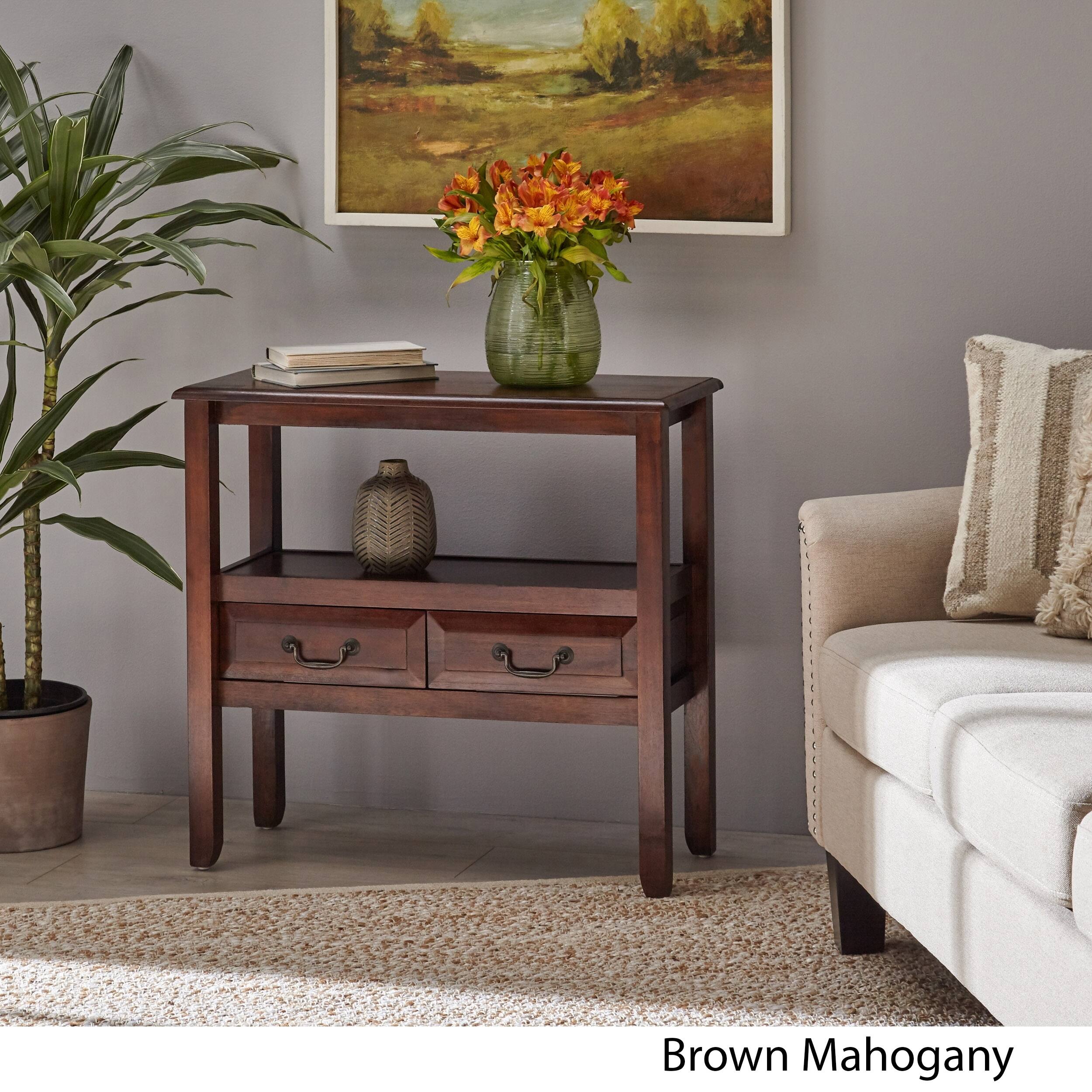 Grant Acacia Wood Accent Table by Christopher Knight Home Mahogany