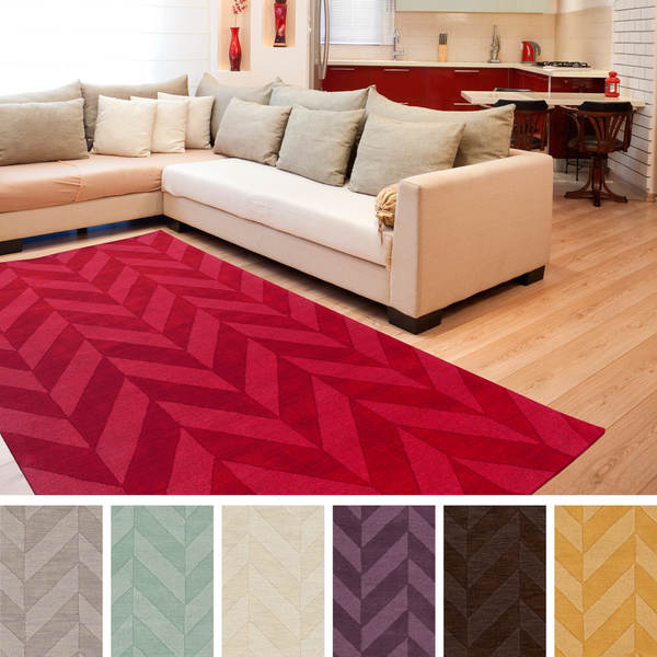 Hand-Woven Ann Tone-on-Tone Zig-Zag Wool Rug