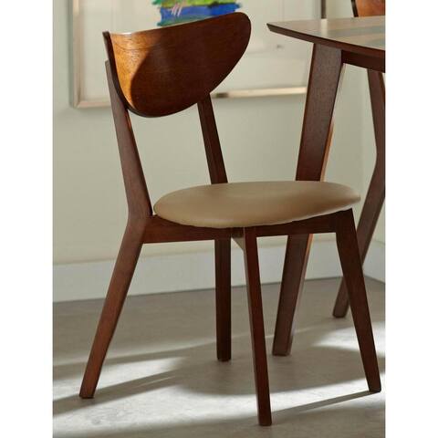 Peony Retro Mid-century Style Chestnut Finished Dining Chair (Set of 2)