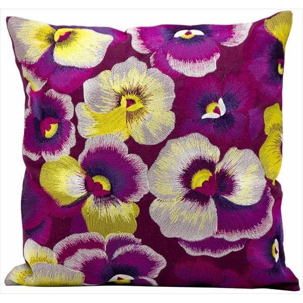 kathy ireland Pansies Multicolor Throw Pillow (18inch x 18inch) by