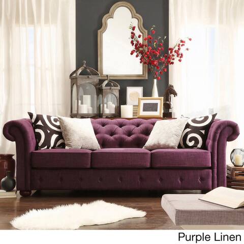 Purple Sofas Couches Online At Our Best Living Knightsbridge Tufted Scroll Arm Chesterfield Sofa By Inspire Q