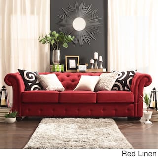 Red Sofas Couches Online At Our Best Living Knightsbridge Tufted Scroll Arm Chesterfield Sofa By Inspire Q