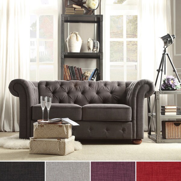 Knightsbridge Tufted Scroll Arm Chesterfield Loveseat by iNSPIRE Q Artisan