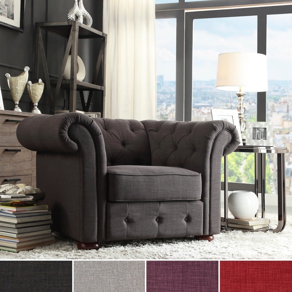 Knightsbridge Tufted Scrolled Chesterfield Chair by iNSPIRE Q Artisan