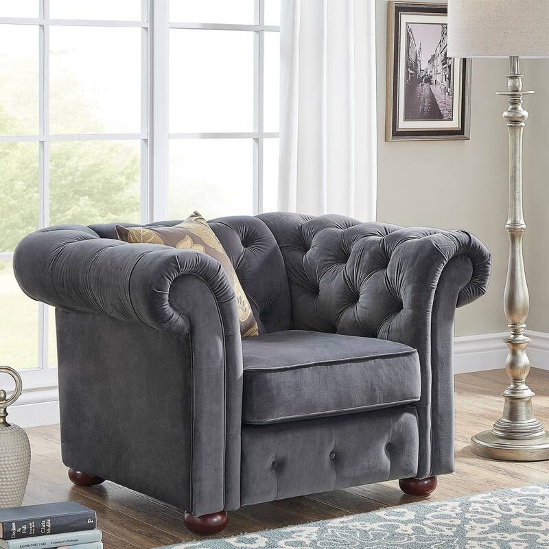 Knightsbridge Tufted Scrolled Chesterfield Chair by iNSPIRE Q Artisan