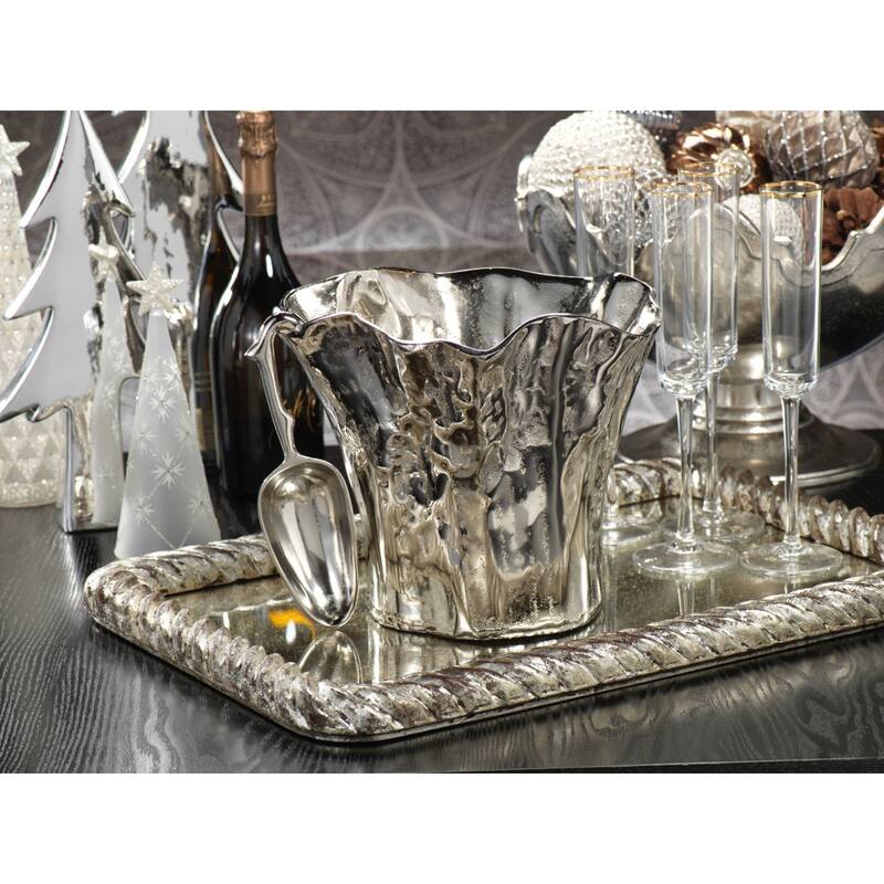 12" Diameter Aluminum Ice Bucket with Scoop
