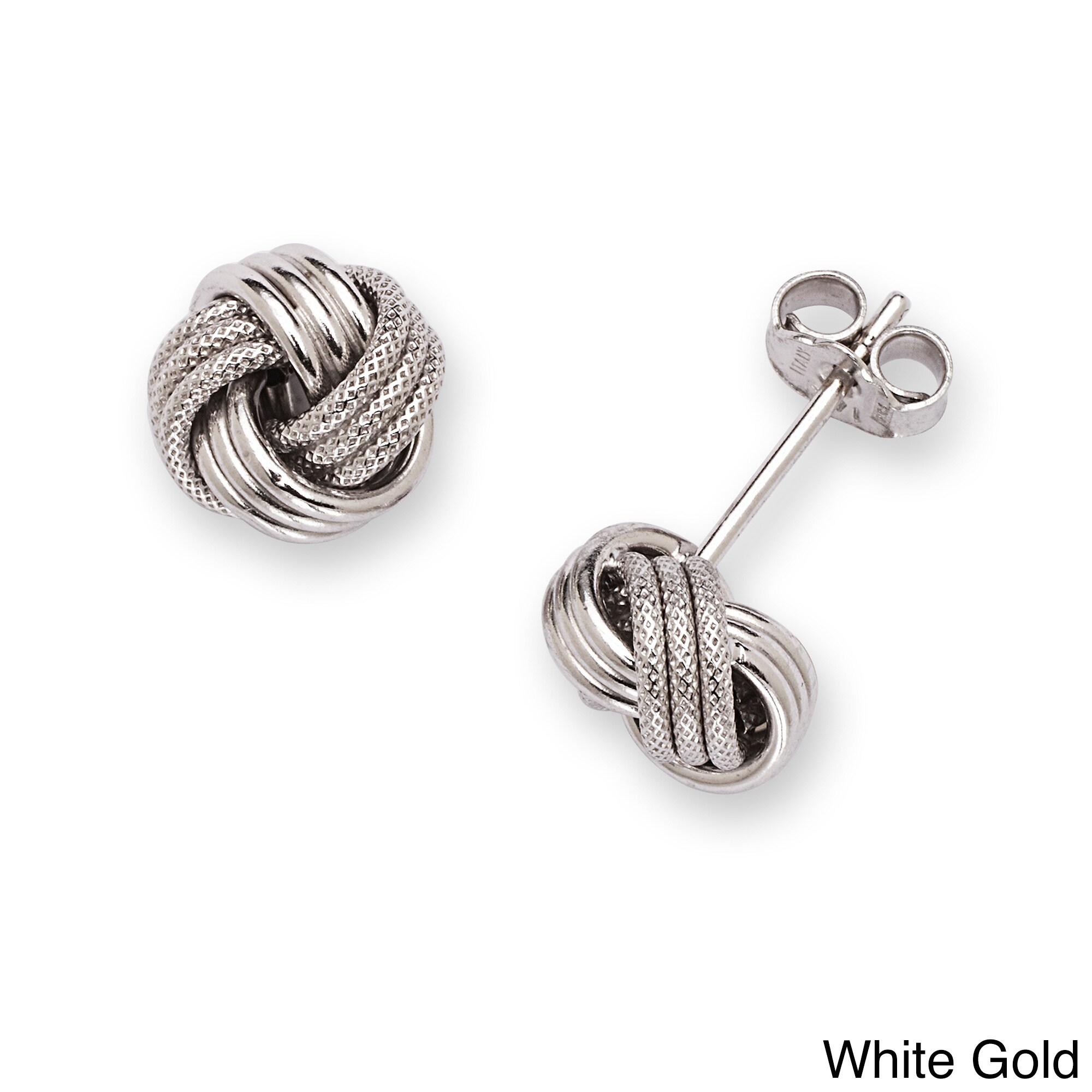 Solid 14k Gold 8 mm Polished/ Textured Loveknot Stud Earrings Solid 14k Gold 8 mm Polished/ Textured Loveknot Stud Earrings