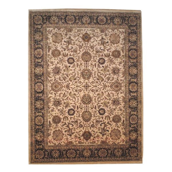 Handmade Herat Oriental Indo Mahal Beige/ Brown Wool Rug - 9' x 12'3 (India)
