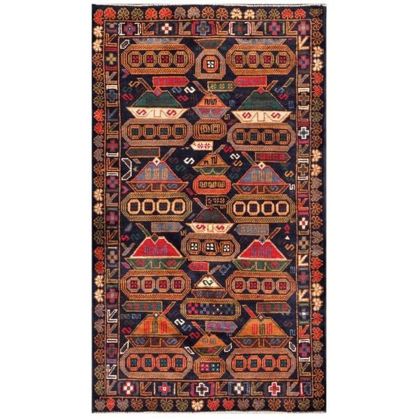 Handmade Wool War Rug (Afghanistan) - 3'7 x 6'3
