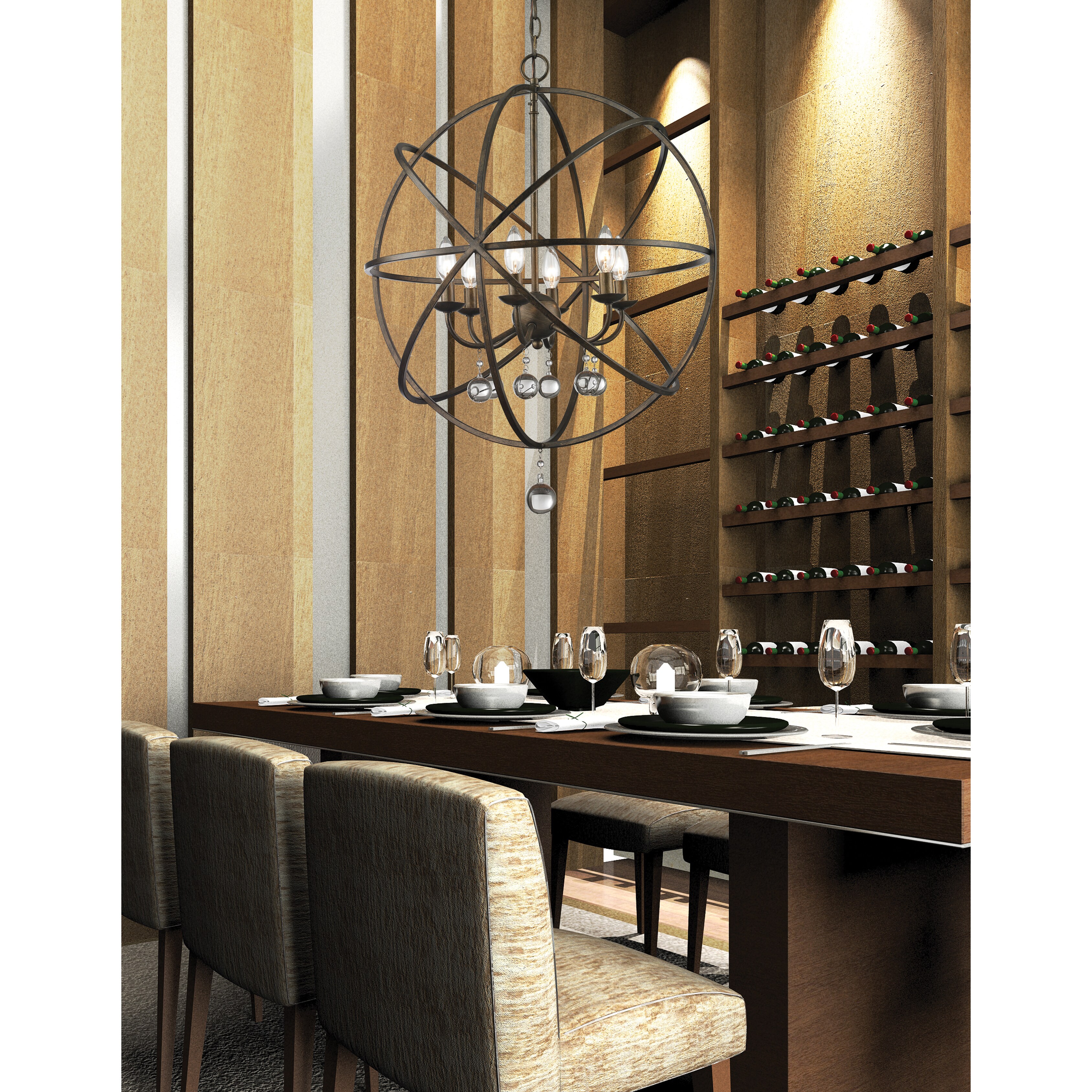 Avery Home Lighting Acadia 6 Light Golden Bronze Clear Crystal Pendant Avery Home Lighting Acadia 6 Light Golden Bronze Clear Crystal Pendant