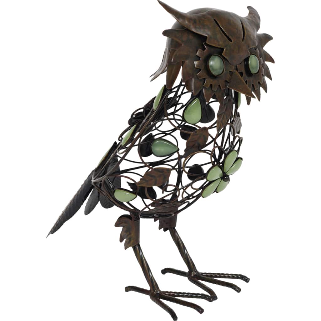 Glow in the Dark Beaded Owl Garden Statue