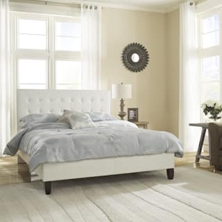 slide 1 of 1, Sleep Sync Waverly Upholstered White Leather Platform Bed