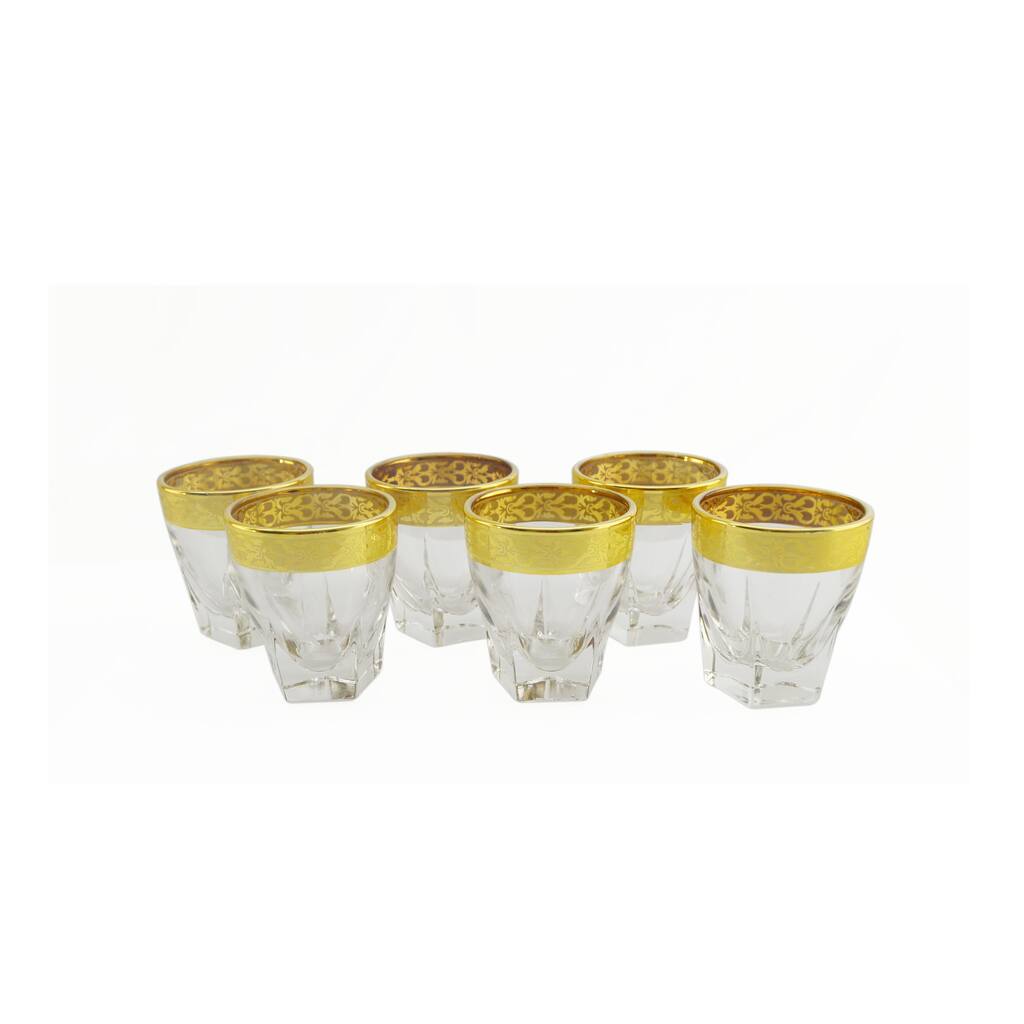 Beveled Gold Trim 6-piece Shot Glass Set