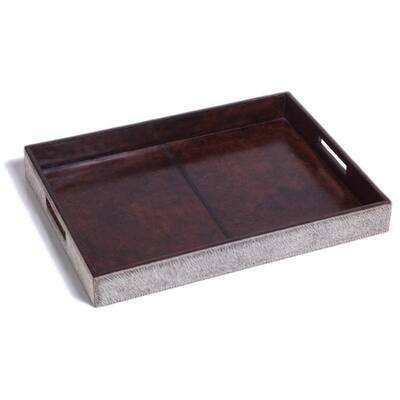 Zodax Equestrian Gray Faux Hide and Leather Rectangular Tray
