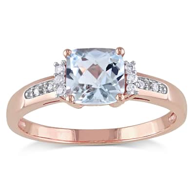 Miadora 10k Rose Gold Aquamarine and Diamond Accent Cocktail Ring