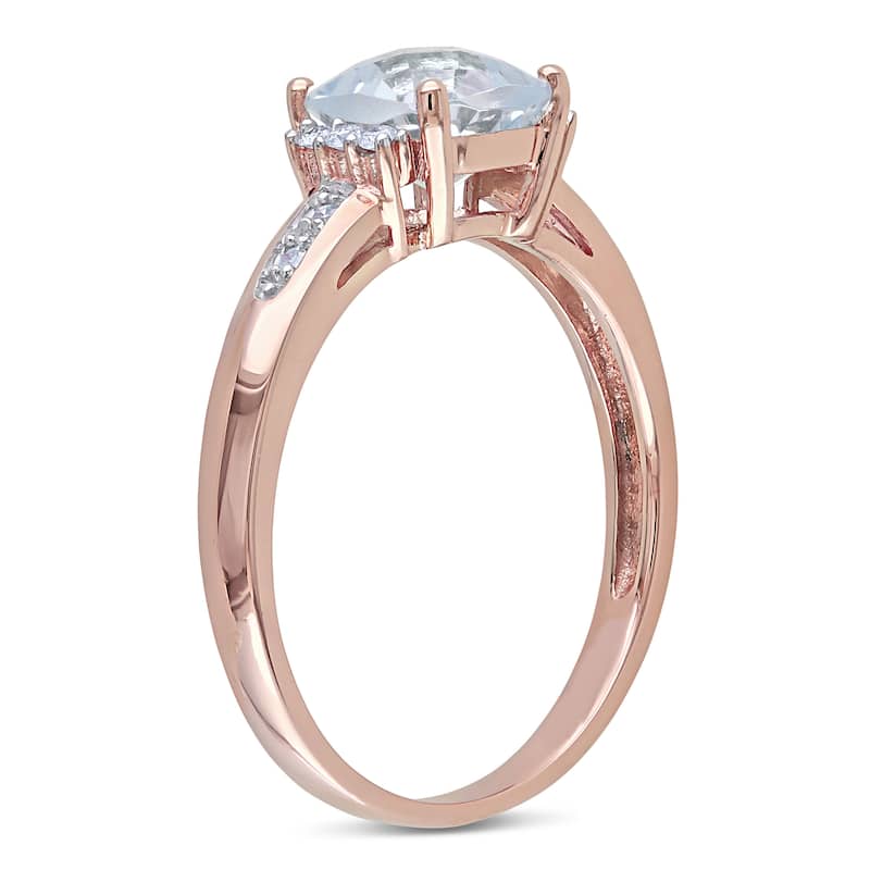 Miadora 10k Rose Gold Aquamarine and Diamond Accent Cocktail Ring
