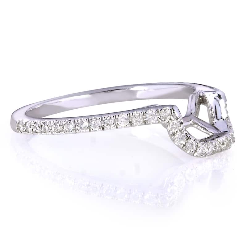 Annello by Kobelli 14k White Gold 1/5ct TDW Ladies Contoured Diamond Wedding Band