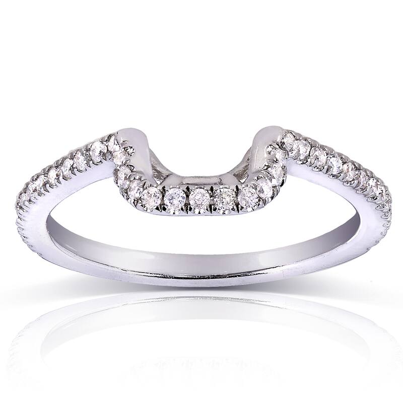 Annello by Kobelli 14k White Gold 1/5ct TDW Ladies Contoured Diamond Wedding Band - 4