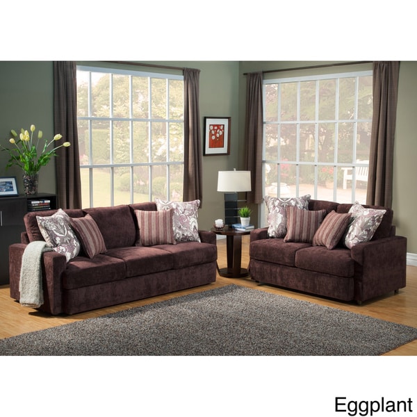 Shop Furniture of America Tarah Transitional 2-Piece Chenille Sofa Set ...