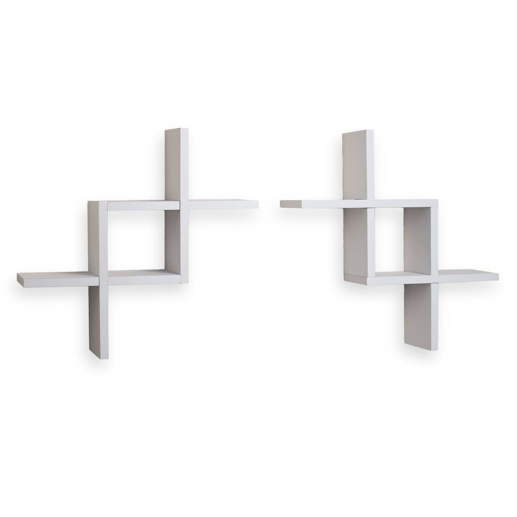 Danya B Set of 2 Reversed Criss Cross White Shelves