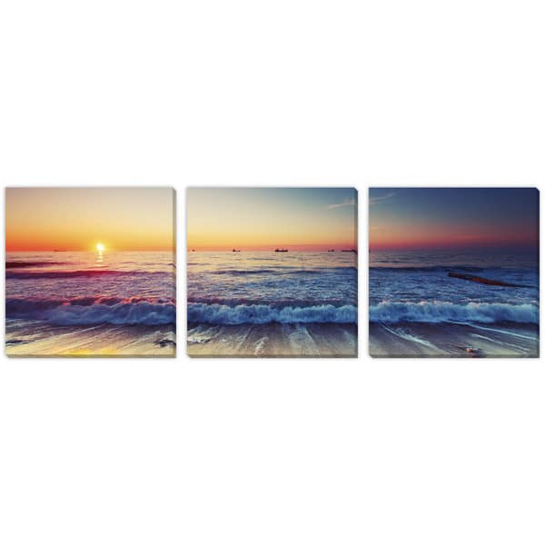 Valentin Valkov's 'Sea at Sunset' Canvas Gallery Wrap Art 3 pc set ...