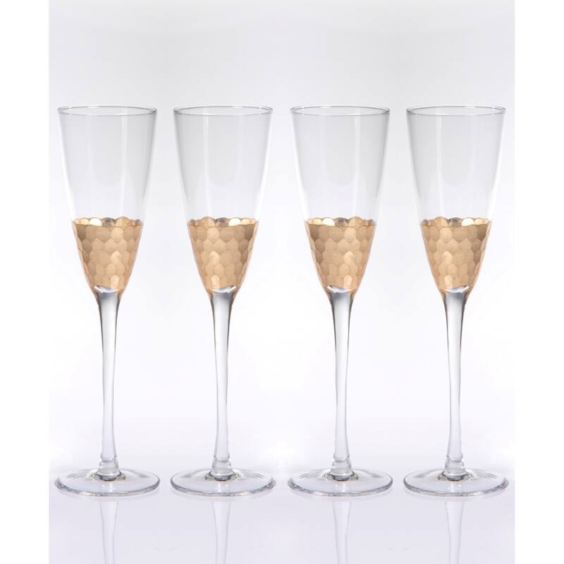 "Vitorrio" Flutes Champagne Glass, Gold (Set of 4)