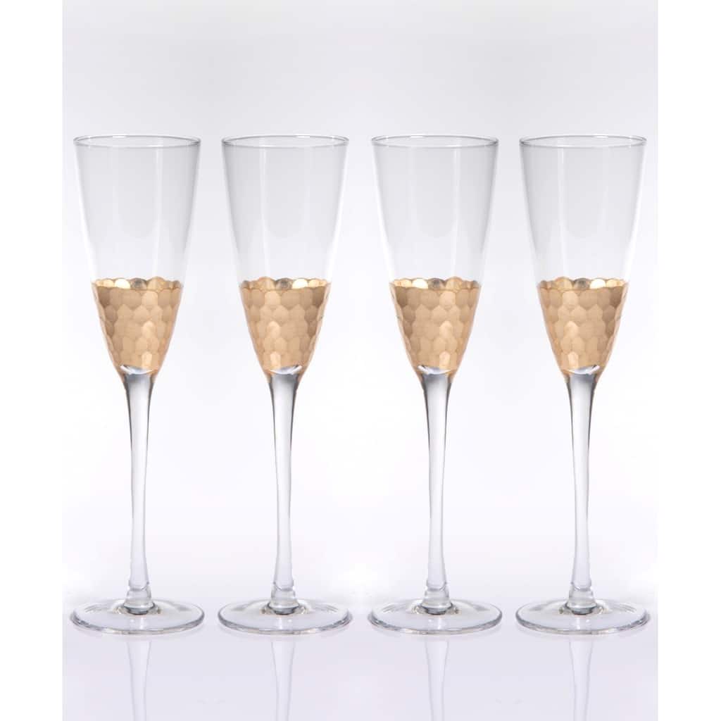 "Vitorrio" Flutes Champagne Glass, Gold (Set of 4)