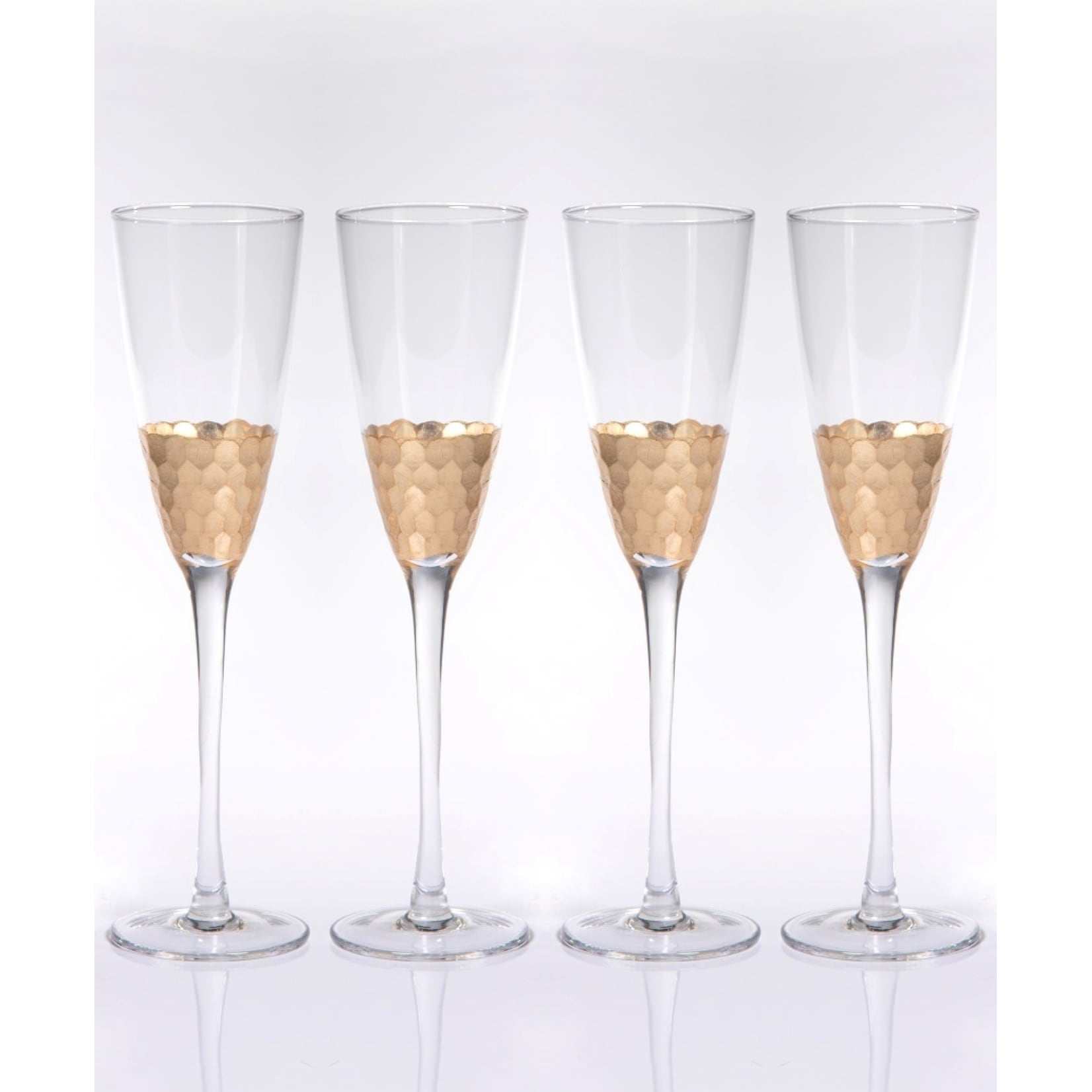 "Vitorrio" Flutes Champagne Glass, Gold (Set of 4)