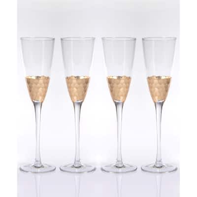 "Vitorrio" Flutes Champagne Glass, Gold (Set of 4)