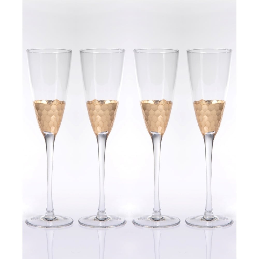Zodax La Fete Golden Motif Champagne Flutes - Set of 6