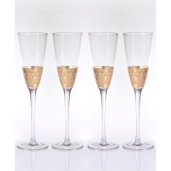 "Vitorrio" Flutes Champagne Glass, Gold (Set of 4)