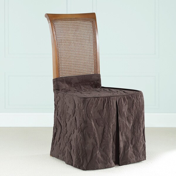 Shop Sure Fit Matelasse Espresso Damask Dining Chair Skirt Free