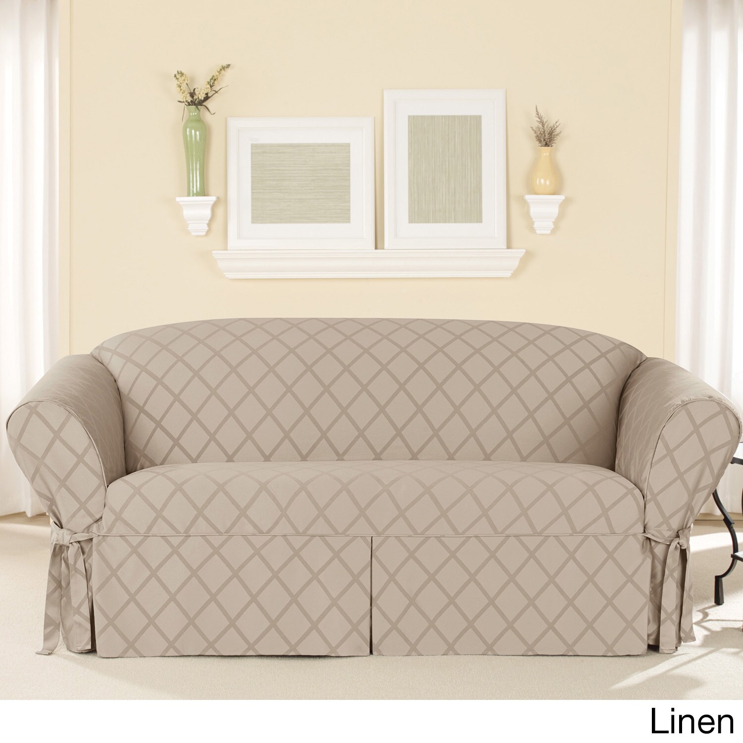 Sure Fit Durham One Piece Sofa Slipcover Free Shipping Fit Durham One Piece Sofa Slipcover