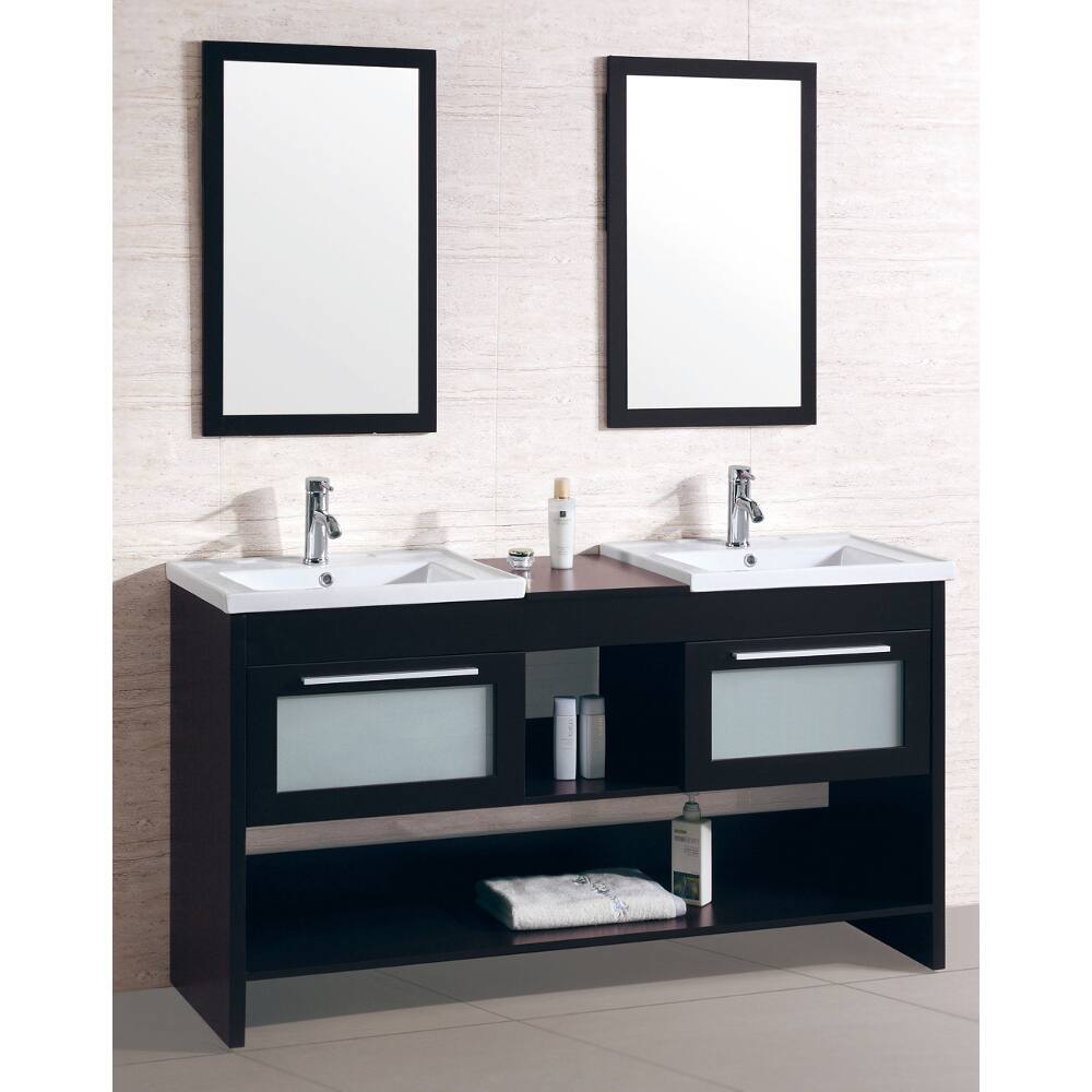 Double Sink Bathroom Vanity with Dual Matching Wall Mirrors
