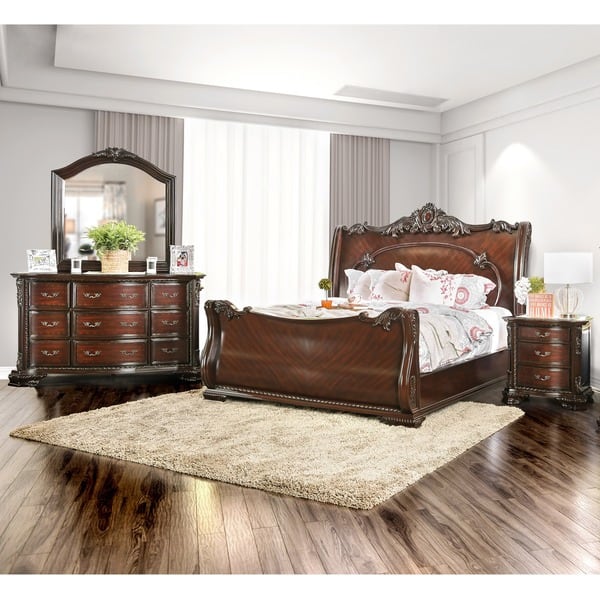 Shop Furniture Of America Cane Traditional Cherry 4 Piece