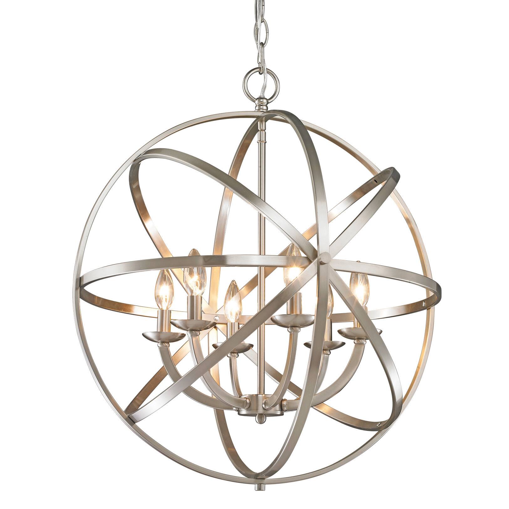 Avery Home Lighting Aranya 6-light Brushed Nickel Chandelier (Aranya Brushed Nickel Pendant Light) - Chandeliers For Bedrooms by Overstock.com