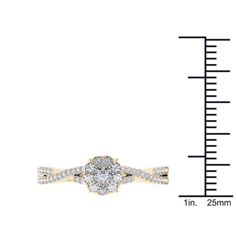De Couer IGI Certified 10k Gold 1/2ct TDW Diamond Halo Engagement Ring