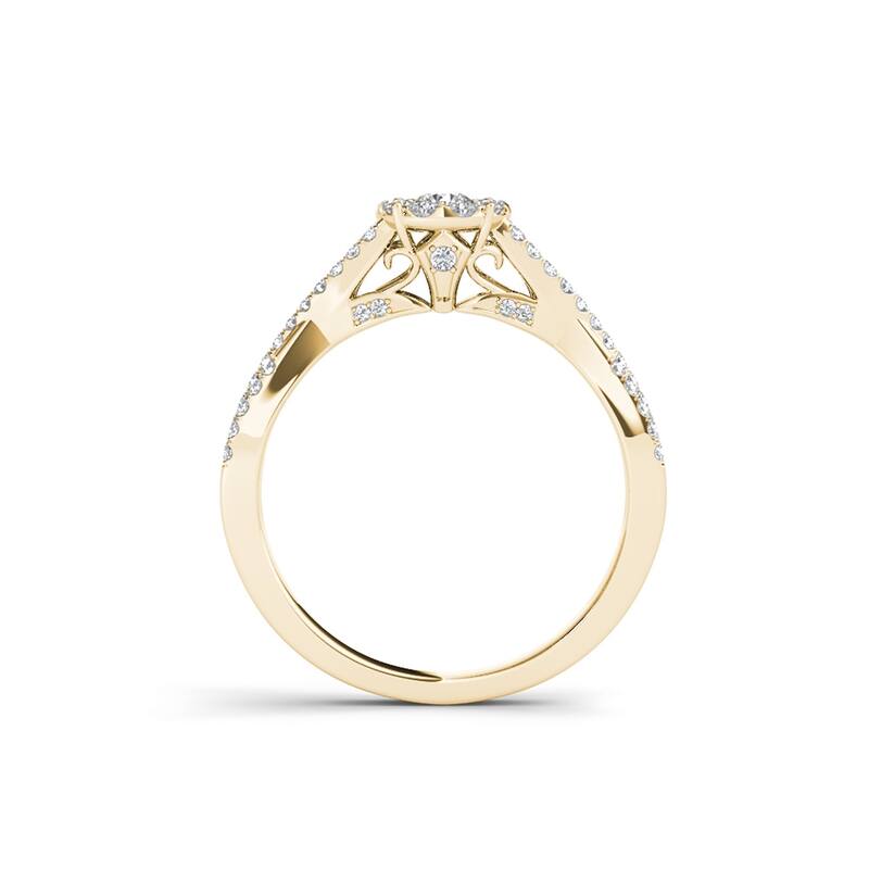 De Couer IGI Certified 10k Gold 1/2ct TDW Diamond Halo Engagement Ring