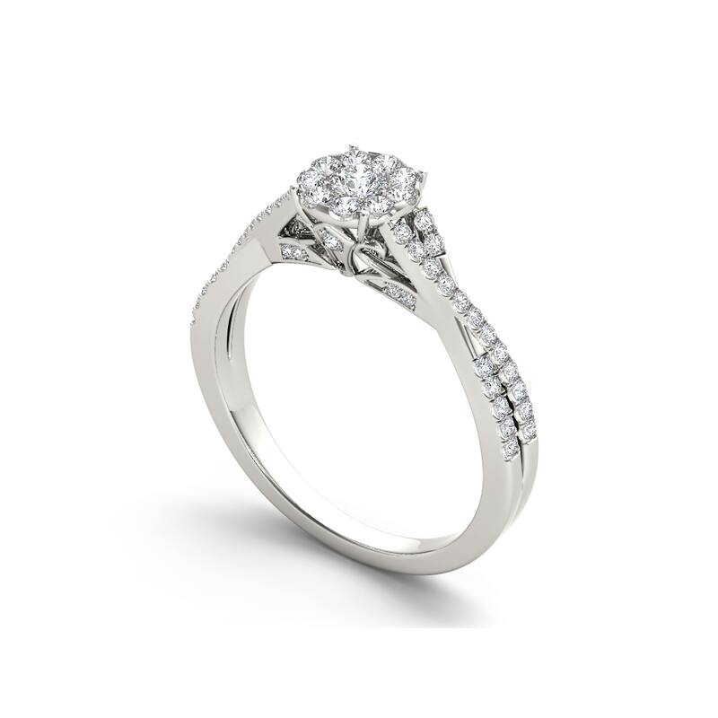 De Couer IGI Certified 10k Gold 1/2ct TDW Diamond Halo Engagement Ring