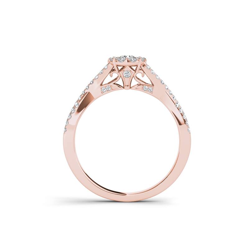 De Couer IGI Certified 10k Gold 1/2ct TDW Diamond Halo Engagement Ring