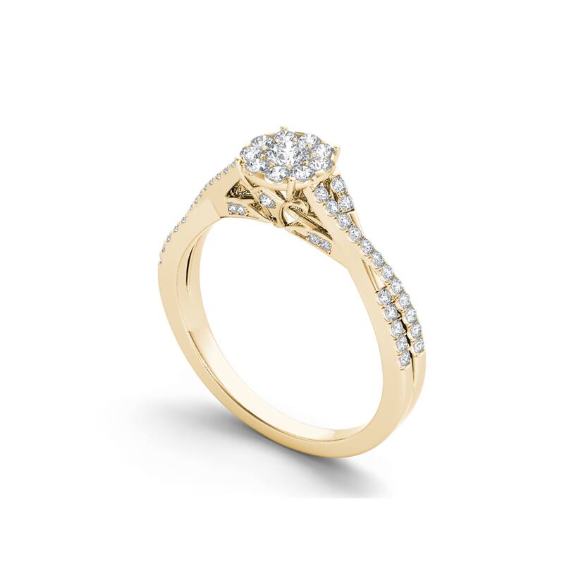 De Couer IGI Certified 10k Gold 1/2ct TDW Diamond Halo Engagement Ring