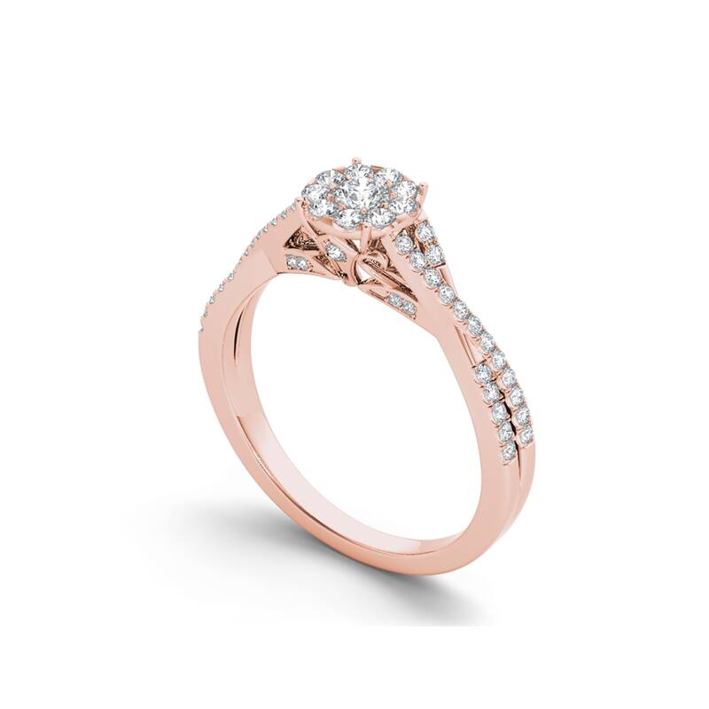 De Couer IGI Certified 10k Gold 1/2ct TDW Diamond Halo Engagement Ring